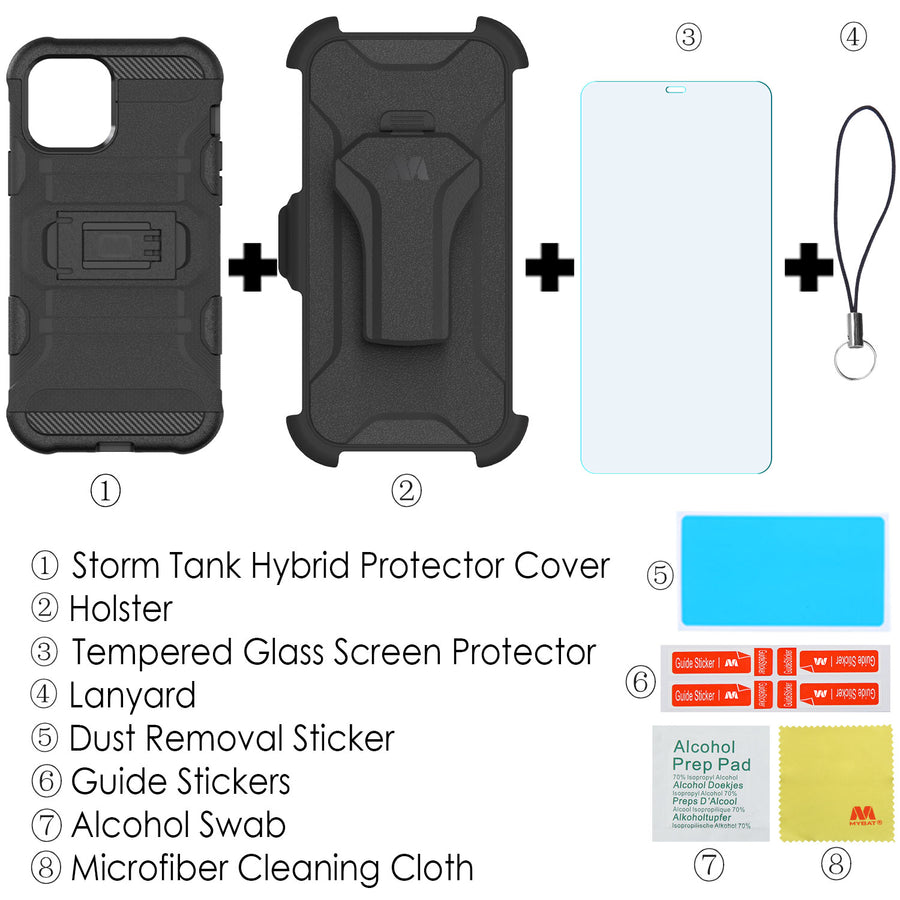 MyBat 3-in-1 Storm Tank Hybrid Protector Case Combo (with Black Holster) for Apple iPhone 12 mini - Black / Black - MIP12CS3NMS001-8.jpg