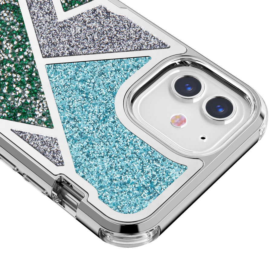MyBat TUFF Kleer Hybrid Case for Apple iPhone 12 mini - Electroplated Silver / Transparent Clear Mini Crystals & Glitter - MIP12CSE4TD222-3.jpg