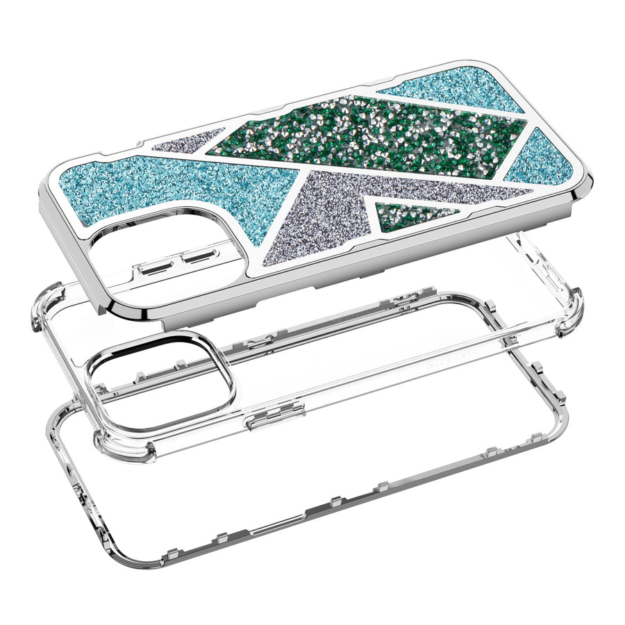 MyBat TUFF Kleer Hybrid Case for Apple iPhone 12 mini - Electroplated Silver / Transparent Clear Mini Crystals & Glitter - MIP12CSE4TD222-6.jpg