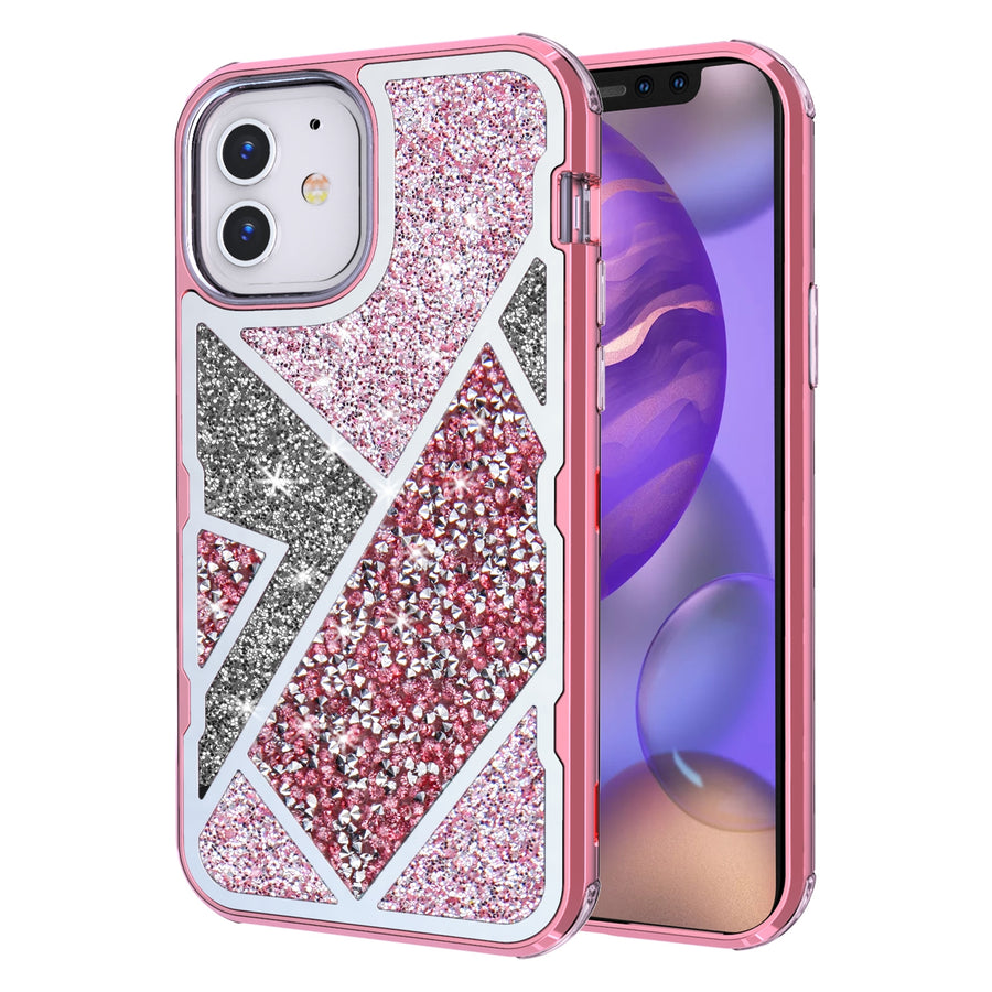 MyBat TUFF Kleer Hybrid Case for Apple iPhone 12 mini - Electroplated Rose Gold / Transparent Clear Mini Crystals & Glitter - MIP12CSE4TD223-2.jpg