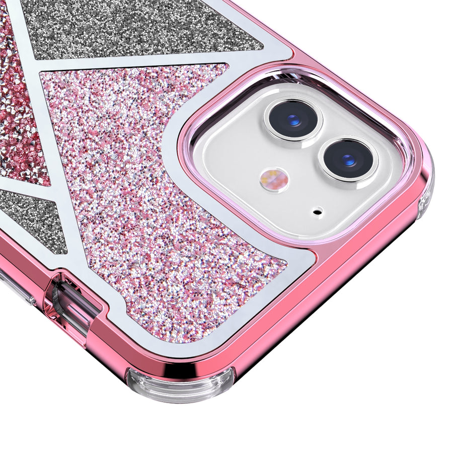 MyBat TUFF Kleer Hybrid Case for Apple iPhone 12 mini - Electroplated Rose Gold / Transparent Clear Mini Crystals & Glitter - MIP12CSE4TD223-3.jpg