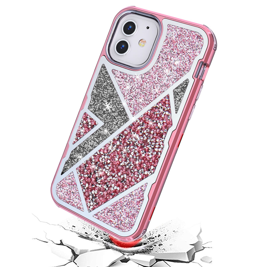 MyBat TUFF Kleer Hybrid Case for Apple iPhone 12 mini - Electroplated Rose Gold / Transparent Clear Mini Crystals & Glitter - MIP12CSE4TD223-5.jpg