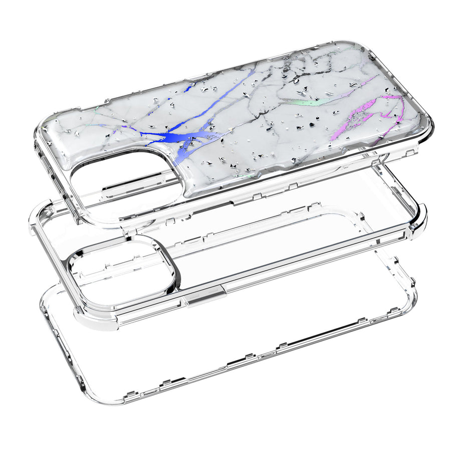 MyBat TUFF Kleer Hybrid Case for Apple iPhone 12 mini - White Marbling / Electroplating Silver - MIP12CSE4TM201-3.jpg
