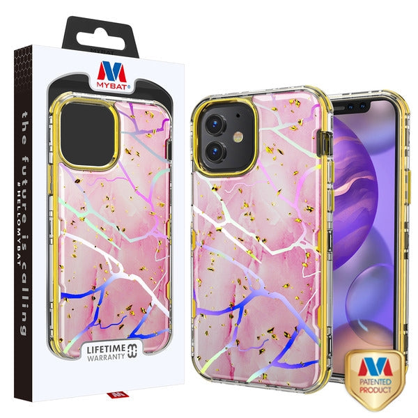 MyBat TUFF Kleer Hybrid Case for Apple iPhone 12 mini - Pink Marbling / Electroplating Gold