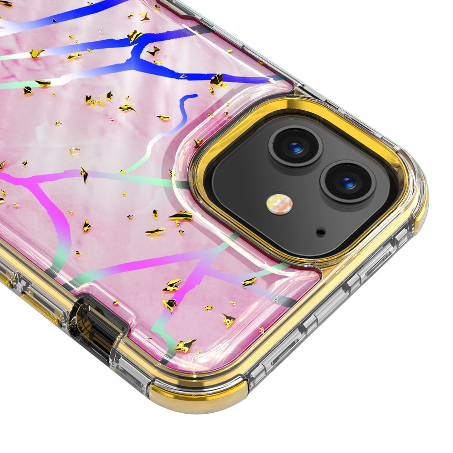 MyBat TUFF Kleer Hybrid Case for Apple iPhone 12 mini - Pink Marbling / Electroplating Gold - MIP12CSE4TM205-4.jpg