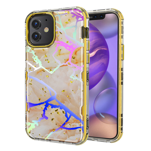 MyBat TUFF Kleer Hybrid Case for Apple iPhone 12 mini - Pale Yellow Marbling / Electroplating Gold - MIP12CSE4TM206-2.jpg
