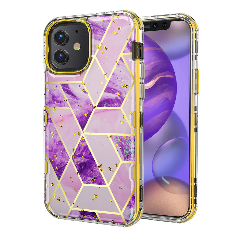 MyBat TUFF Kleer Hybrid Case for Apple iPhone 12 mini - Electroplated Purple Marble / Electroplating Gold - MIP12CSE4TM252-2.jpg