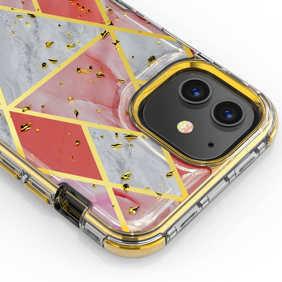 MyBat TUFF Kleer Hybrid Case for Apple iPhone 12 mini - Electroplated Pink Marble / Electroplating Gold - MIP12CSE4TM253-4.jpg