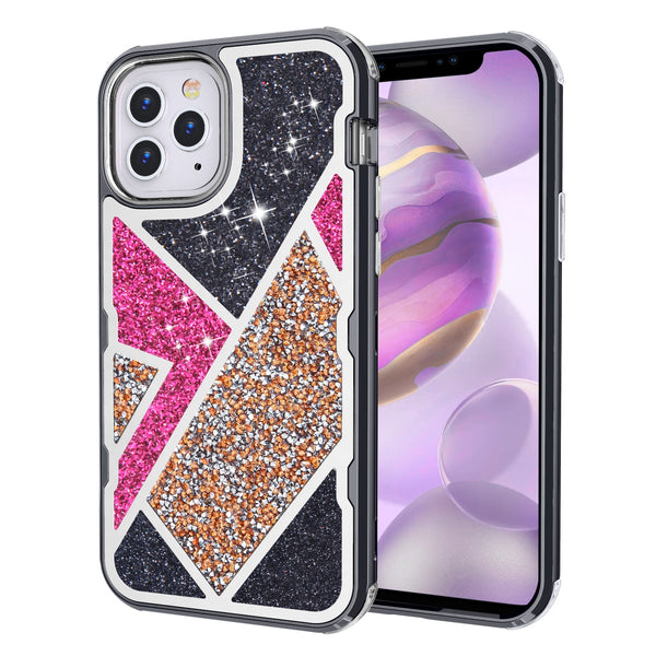 MyBat TUFF Kleer Hybrid Case for Apple iPhone 12 Pro Max - Electroplated Black / Transparent Clear Mini Crystals & Glitter - MIP12PMCSE4TD221-2.jpg