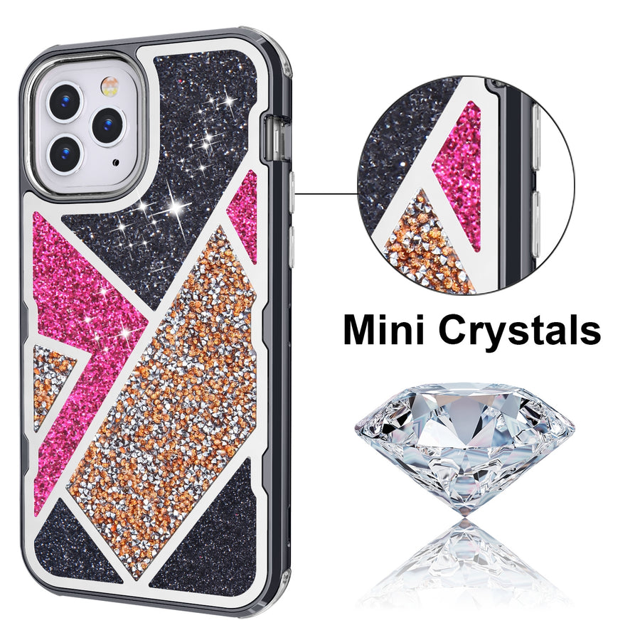 MyBat TUFF Kleer Hybrid Case for Apple iPhone 12 Pro Max - Electroplated Black / Transparent Clear Mini Crystals & Glitter - MIP12PMCSE4TD221-4.jpg