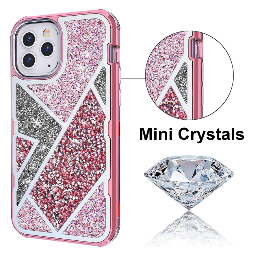 MyBat TUFF Kleer Hybrid Case for Apple iPhone 12 Pro Max - Electroplated Rose Gold / Transparent Clear Mini Crystals & Glitter - MIP12PMCSE4TD223-4.jpg