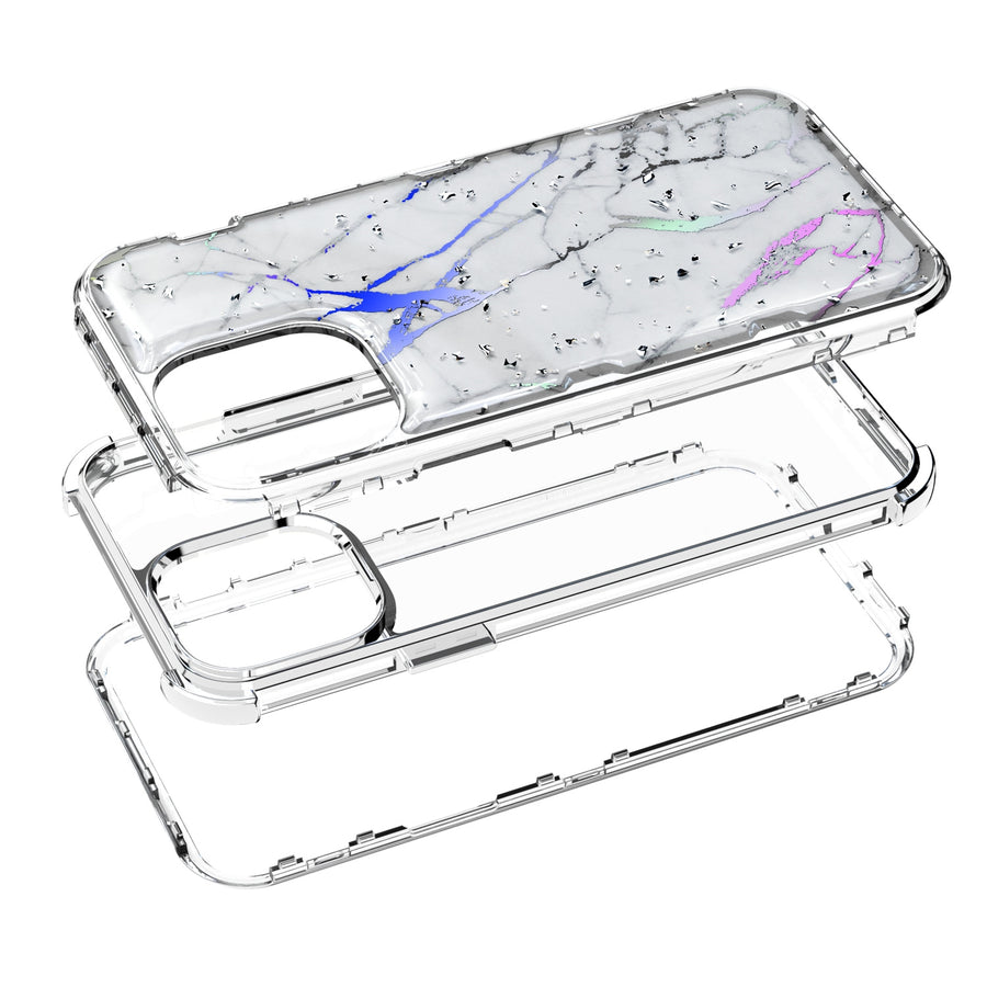 MyBat TUFF Kleer Hybrid Case for Apple iPhone 12 Pro Max - White Marbling / Electroplating Silver - MIP12PMCSE4TM201-3.jpg