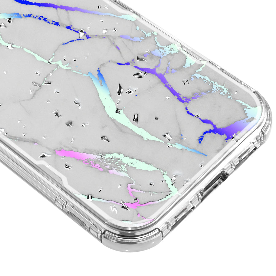 MyBat TUFF Kleer Hybrid Case for Apple iPhone 12 Pro Max - White Marbling / Electroplating Silver - MIP12PMCSE4TM201-5.jpg