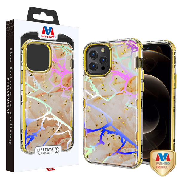 MyBat TUFF Kleer Hybrid Case for Apple iPhone 12 Pro Max - Pale Yellow Marbling / Electroplating Gold - MIP12PMCSE4TM206-1.jpg