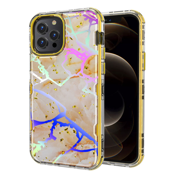 MyBat TUFF Kleer Hybrid Case for Apple iPhone 12 Pro Max - Pale Yellow Marbling / Electroplating Gold - MIP12PMCSE4TM206-2.jpg
