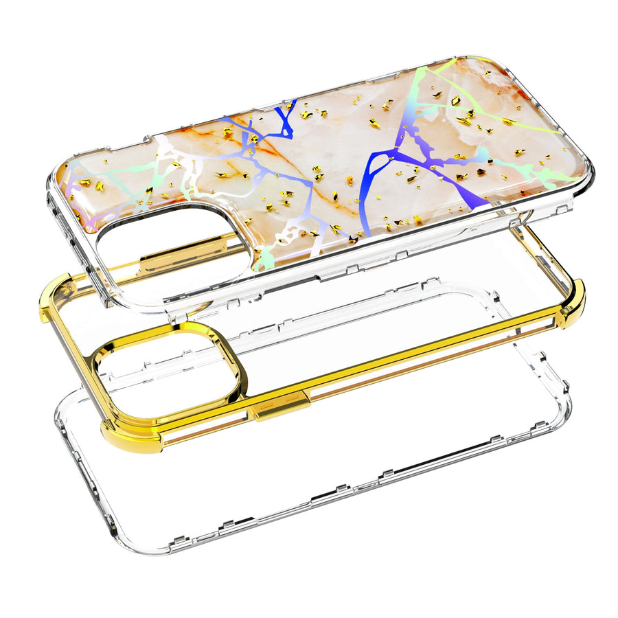 MyBat TUFF Kleer Hybrid Case for Apple iPhone 12 Pro Max - Pale Yellow Marbling / Electroplating Gold - MIP12PMCSE4TM206-3.jpg