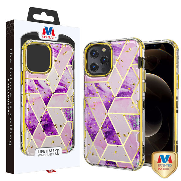 MyBat TUFF Kleer Hybrid Case for Apple iPhone 12 Pro Max - Electroplated Purple Marble / Electroplating Gold - MIP12PMCSE4TM252-1.jpg