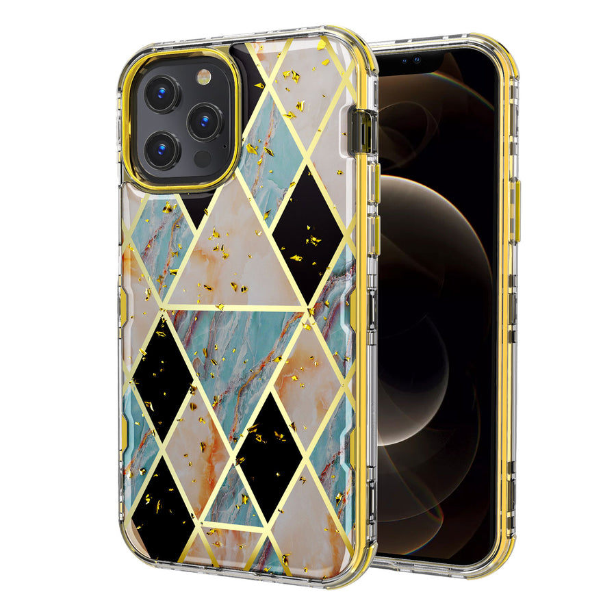 MyBat TUFF Kleer Hybrid Case for Apple iPhone 12 Pro Max - Electroplated Blue Marble / Electroplating Gold - MIP12PMCSE4TM254-2.jpg