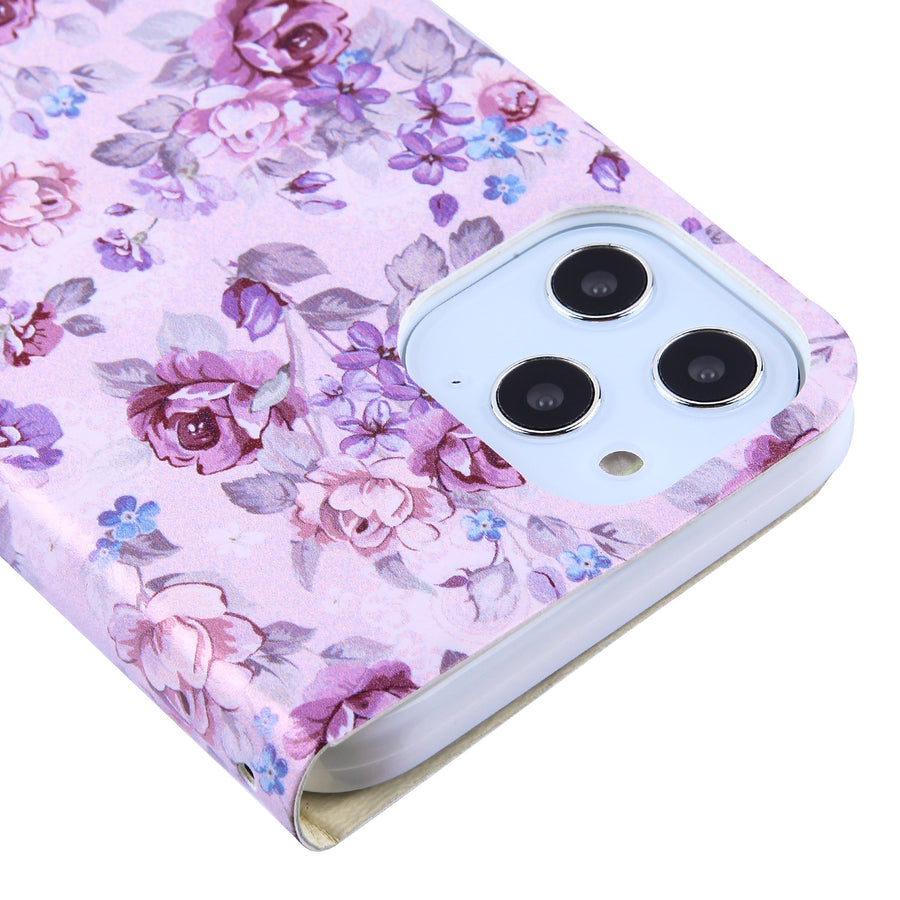 MyBat MyJacket Wallet Diamond Series for Apple iPhone 12 Pro Max - Fresh Purple Flowers - MIP12PMPCMJD103-5.jpg