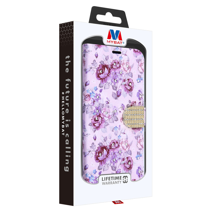 MyBat MyJacket Wallet Diamond Series for Apple iPhone 12 Pro Max - Fresh Purple Flowers - MIP12PMPCMJD103-7.jpg