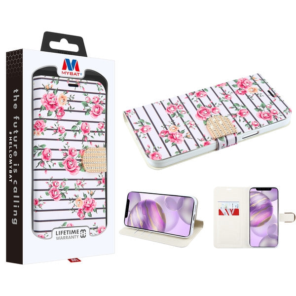MyBat MyJacket Wallet Diamond Series for Apple iPhone 12 Pro Max - Pink Fresh Roses - MIP12PMPCMJD105-1.jpg