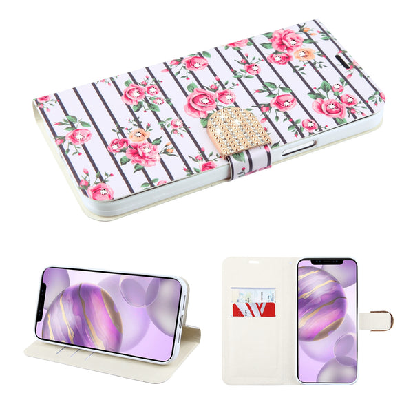 MyBat MyJacket Wallet Diamond Series for Apple iPhone 12 Pro Max - Pink Fresh Roses - MIP12PMPCMJD105-2.jpg
