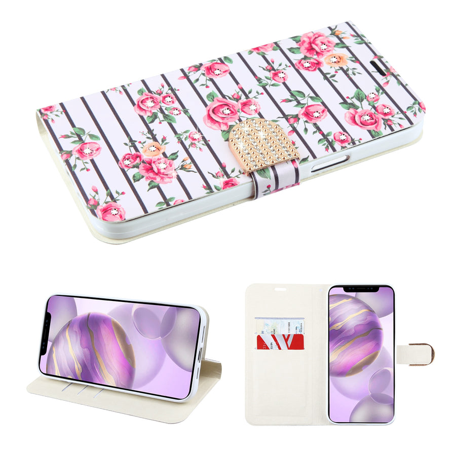 MyBat MyJacket Wallet Diamond Series for Apple iPhone 12 Pro Max - Pink Fresh Roses - MIP12PMPCMJD105-2.jpg