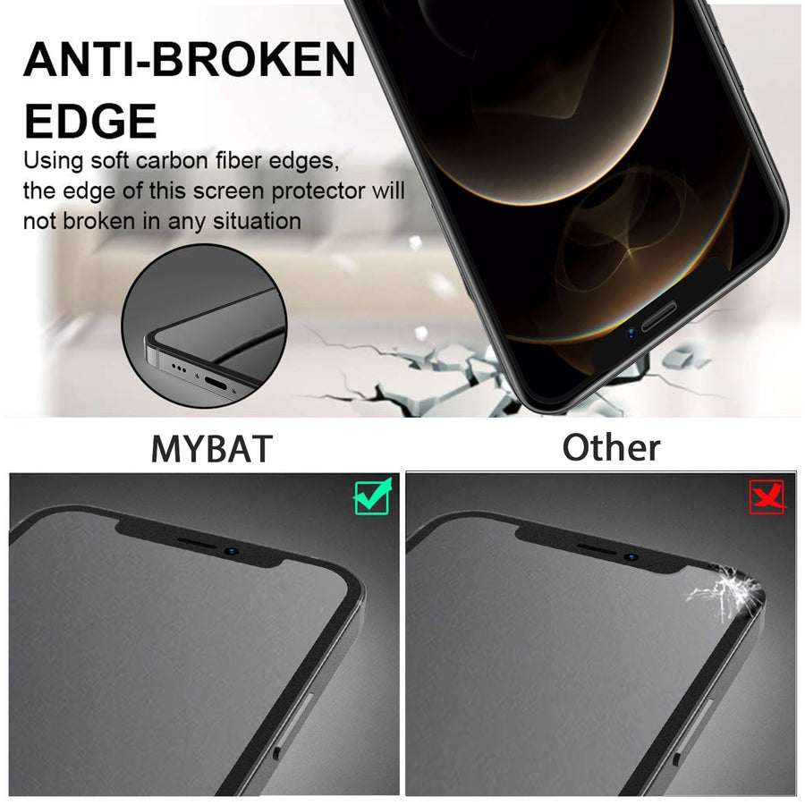 MyBat 3D Carbon Fiber Full Coverage Soft Edge Tempered Glass Screen Protector for Apple iPhone 12 Pro Max - Black - MIP12PMSCF101-3.jpg