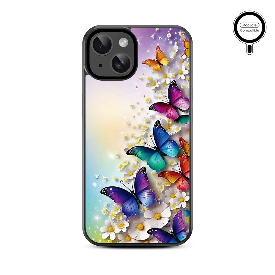MyBat Design Lab Series MagSafe Case for Apple iPhone 17e / 16e / 14 / 13 - Rainbow Butterflies