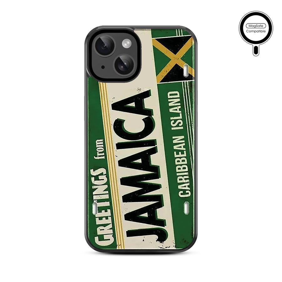 MyBat Design Lab Series MagSafe Case for Apple iPhone 17e / 16e / 14 / 13 - Jamaica License Plate - MIP13CSLESMSM366-3.jpg
