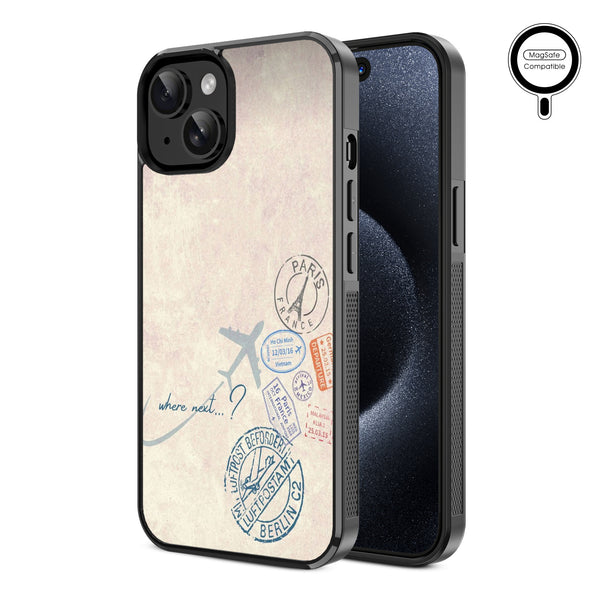 MyBat Design Lab Series MagSafe Case for Apple iPhone 17e / 16e / 14 / 13 - Passport Stamps - MIP13CSLESMSM371-2.jpg