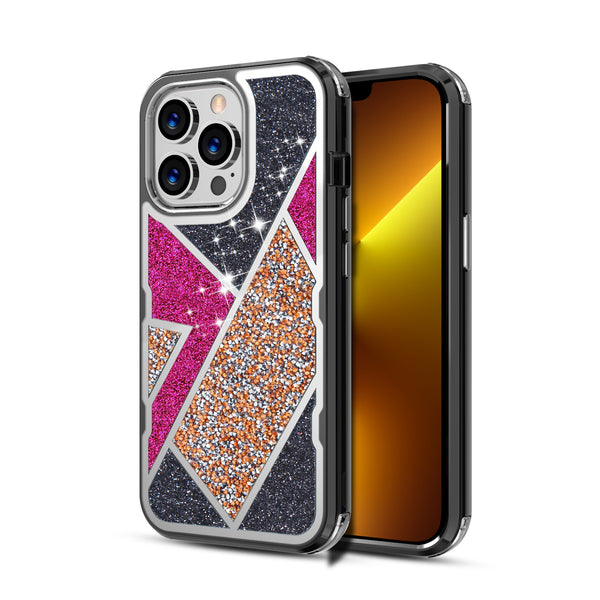 MyBat TUFF Kleer Hybrid Case for Apple iPhone 13 Pro - Electroplated Black / Transparent Clear Mini Crystals & Glitter - MIP13PCSE4TD221-2.jpg