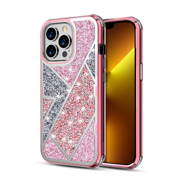 MyBat TUFF Kleer Hybrid Case for Apple iPhone 13 Pro - Electroplated Rose Gold / Transparent Clear Mini Crystals & Glitter - MIP13PCSE4TD223-2.jpg