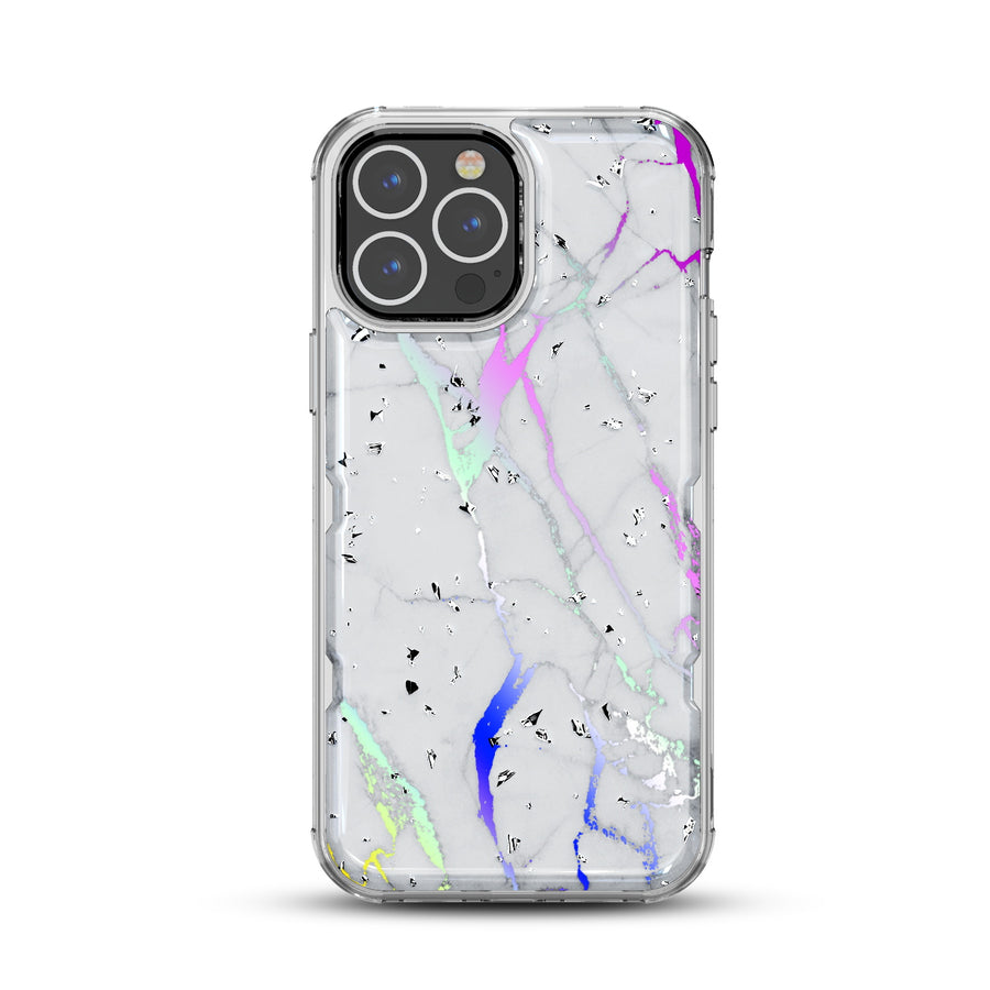 MyBat TUFF Kleer Hybrid Case for Apple iPhone 13 Pro - White Marbling / Electroplating Silver - MIP13PCSE4TM201-3.jpg