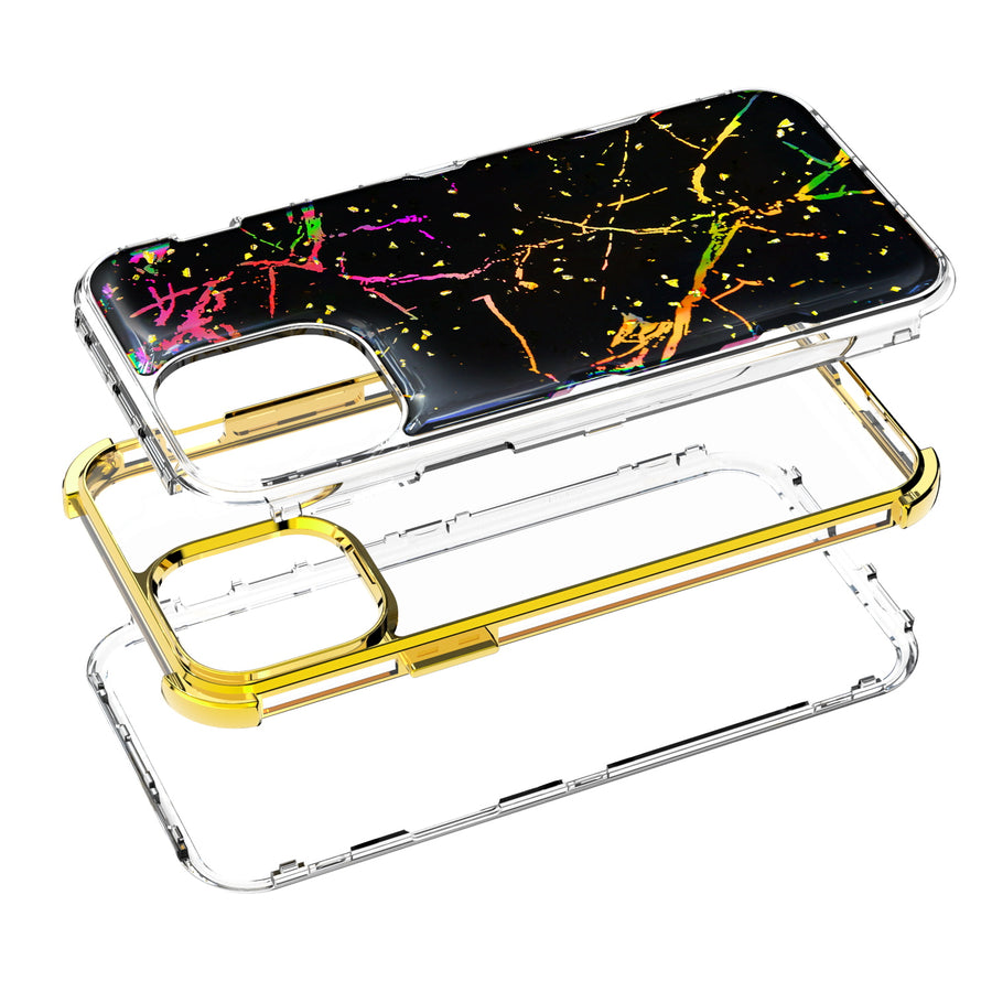 MyBat TUFF Kleer Hybrid Case for Apple iPhone 13 Pro - Black Marbling / Electroplating Gold - MIP13PCSE4TM204-6.jpg