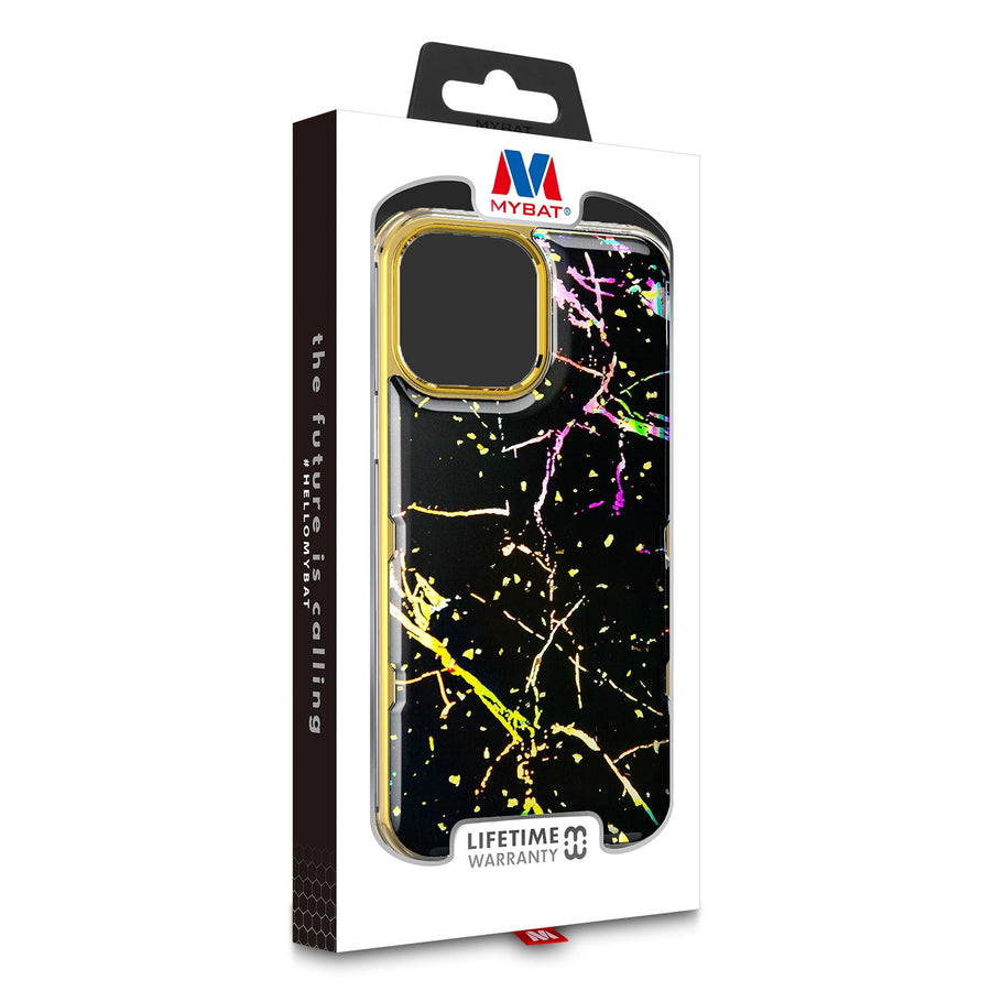 MyBat TUFF Kleer Hybrid Case for Apple iPhone 13 Pro - Black Marbling / Electroplating Gold