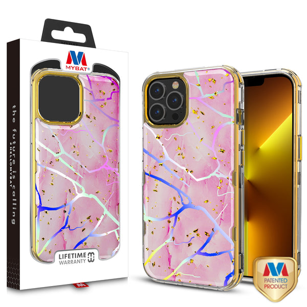 MyBat TUFF Kleer Hybrid Case for Apple iPhone 13 Pro - Pink Marbling / Electroplating Gold - MIP13PCSE4TM205-1.jpg