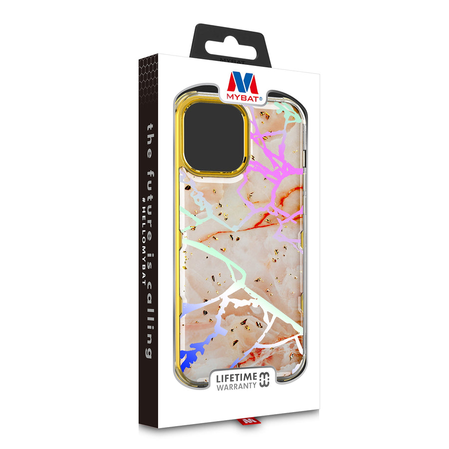 MyBat TUFF Kleer Hybrid Case for Apple iPhone 13 Pro - Pale Yellow Marbling / Electroplating Gold - MIP13PCSE4TM206-8.jpg