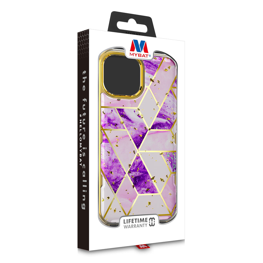 MyBat TUFF Kleer Hybrid Case for Apple iPhone 13 Pro - Electroplated Purple Marble / Electroplating Gold - MIP13PCSE4TM252-8.jpg