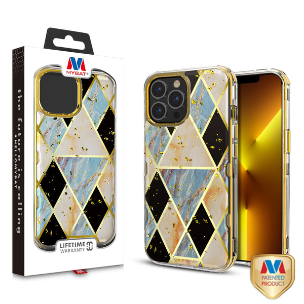 MyBat TUFF Kleer Hybrid Case for Apple iPhone 13 Pro - Electroplated Blue Marble / Electroplating Gold - MIP13PCSE4TM254-1.jpg