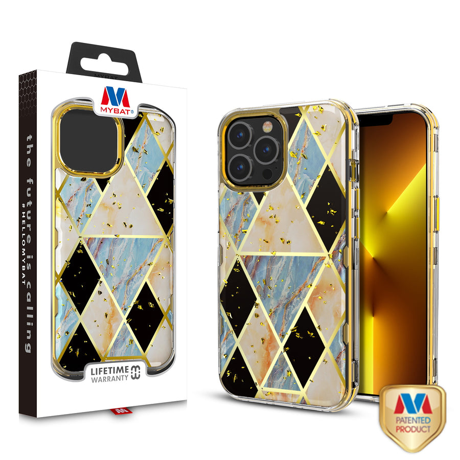 MyBat TUFF Kleer Hybrid Case for Apple iPhone 13 Pro - Electroplated Blue Marble / Electroplating Gold - MIP13PCSE4TM254-1.jpg