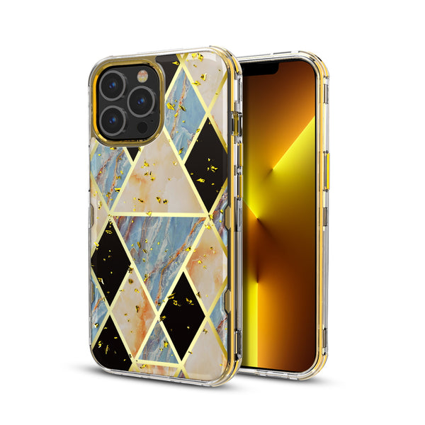 MyBat TUFF Kleer Hybrid Case for Apple iPhone 13 Pro - Electroplated Blue Marble / Electroplating Gold - MIP13PCSE4TM254-2.jpg