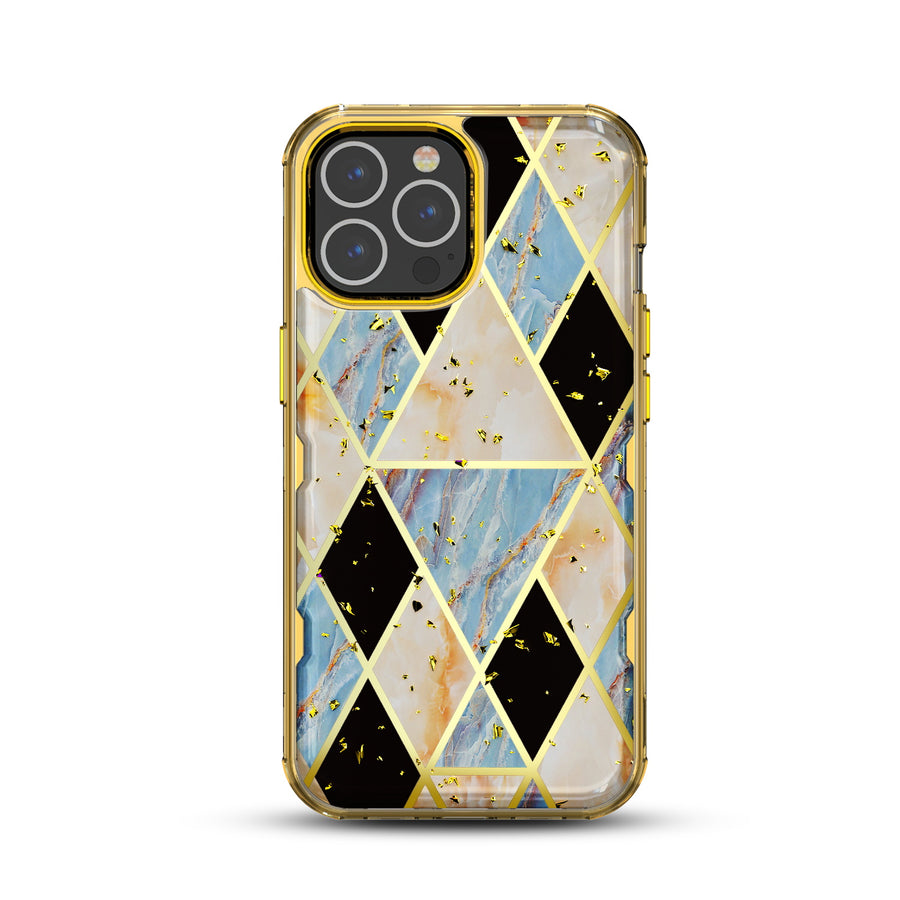 MyBat TUFF Kleer Hybrid Case for Apple iPhone 13 Pro - Electroplated Blue Marble / Electroplating Gold - MIP13PCSE4TM254-3.jpg