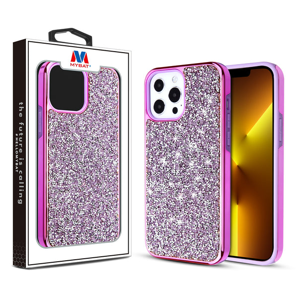 MyBat Encrusted Rhinestones Hybrid Case for Apple iPhone 13 Pro - Electroplated Purple / Purple - MIP13PCSFSSD103-1.jpg