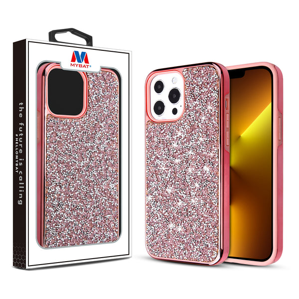 MyBat Encrusted Rhinestones Hybrid Case for Apple iPhone 13 Pro - Electroplated Pink / Pink - MIP13PCSFSSD104-1.jpg