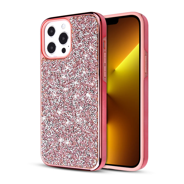 MyBat Encrusted Rhinestones Hybrid Case for Apple iPhone 13 Pro - Electroplated Pink / Pink - MIP13PCSFSSD104-2.jpg