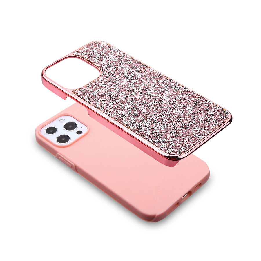 MyBat Encrusted Rhinestones Hybrid Case for Apple iPhone 13 Pro - Electroplated Pink / Pink - MIP13PCSFSSD104-6.jpg