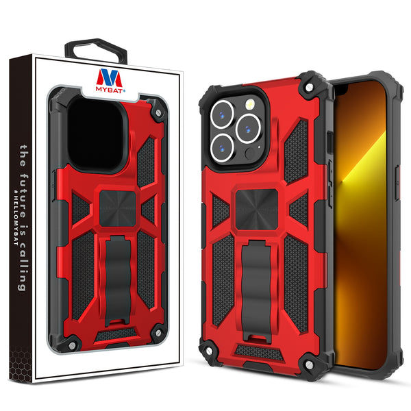 MyBat Sturdy Hybrid Protector Cover (with Stand) for Apple iPhone 13 Pro - Red / Black - MIP13PCSFSSS003-1.jpg