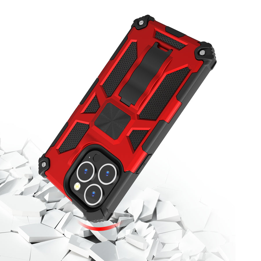MyBat Sturdy Hybrid Protector Cover (with Stand) for Apple iPhone 13 Pro - Red / Black - MIP13PCSFSSS003-5.jpg