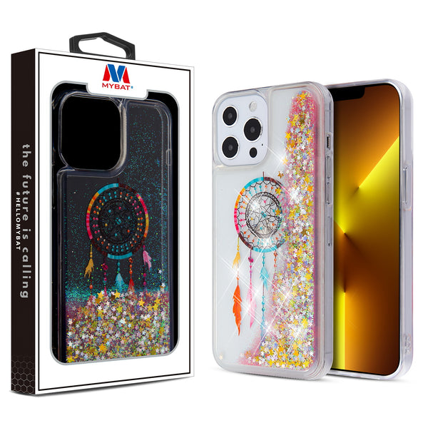 MyBat Quicksand Glitter Hybrid Protector Cover for Apple iPhone 13 Pro - Dreamcatcher & Gold Stars - MIP13PCSGTMM011-1.jpg